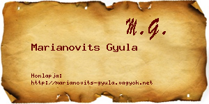 Marianovits Gyula névjegykártya