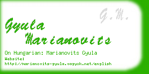 gyula marianovits business card